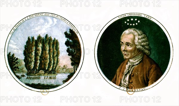 Jean-Jacques Rousseau's medal and grave on Poplars' Island