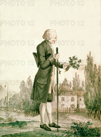 Anonymous, Jean-Jacques Rousseau collecting plants in Ermenonville