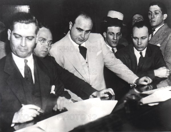 Al Capone signing Uncle Sam's Bail Bond