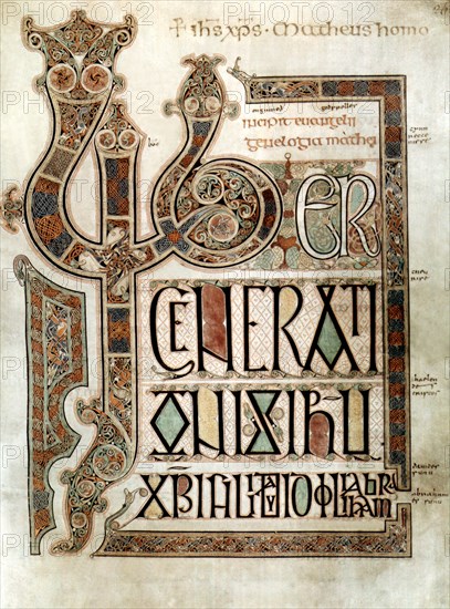 Enluminure irlandaise. Page de titre du Livre de Kells