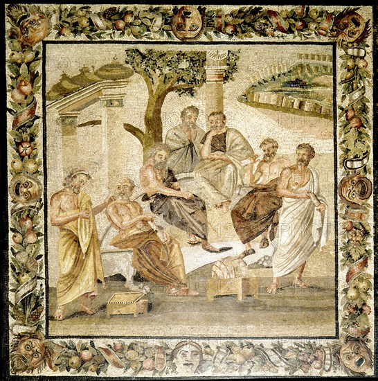 Roman mosaic, Plato and his disciples