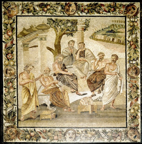 Mosaïque romaine. Platon et ses disciples