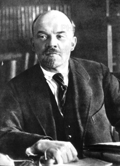 Lenin in his study at the Kremlin, Moscow.
