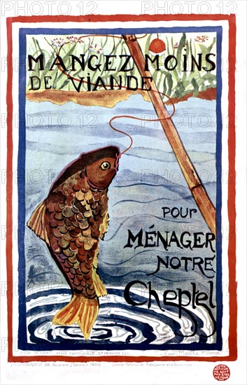 Affiche, dessin d'élèves d'école primaire sur le thème des restrictions (1914-1918)