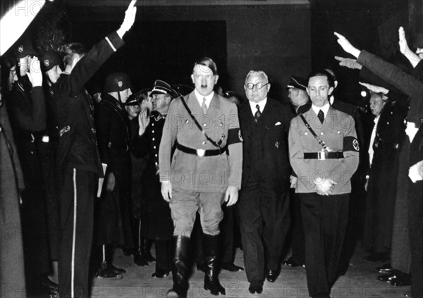 Hitler and Goebbels in a movie shot by the U.F.A.