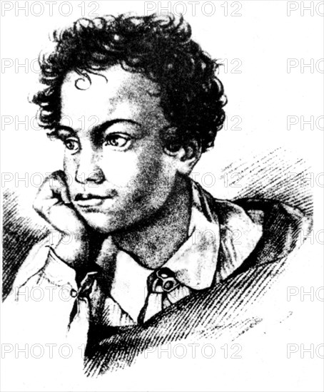 First portrait of Alexander Pushkin (1799-1837)