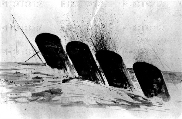 The Cunard liner, Lusitania, sunk by a German submarine on May 7,1915.