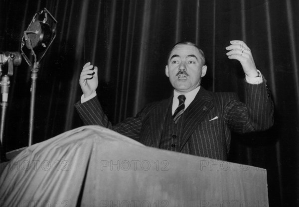 Paris. Marcel Deat's speech, founder of the Popular National rally. (R.N.P.)