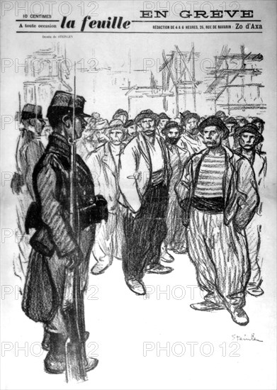 Steinlen, "la Feuille" (newspaper) on strike