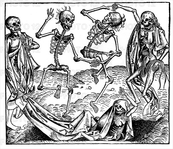 Gravure anonyme, danse macabre