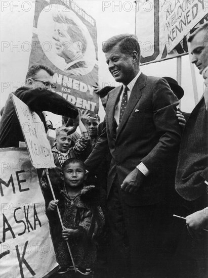 Anchorage, Alaska. Accueil de John Kennedy pendant sa campagne électorale