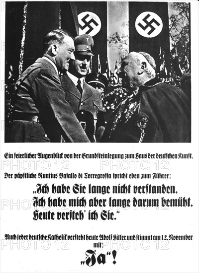 Affiche de propagande concernant l'accord d'Hitler avec l'Eglise