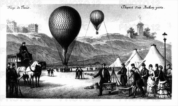 Siege of Paris. Departure of a postal balloon