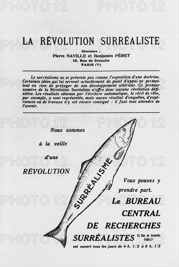 N° 1 de la revue "La révolution surréaliste". (verso de la couverture)