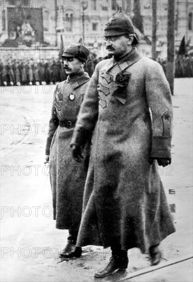 Moscow. Léon Trotsky attending the "Red Army Day"