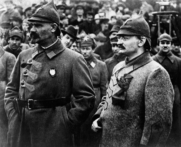 Léon Trotsky and General Montalov attending a sporting display of the Red Army