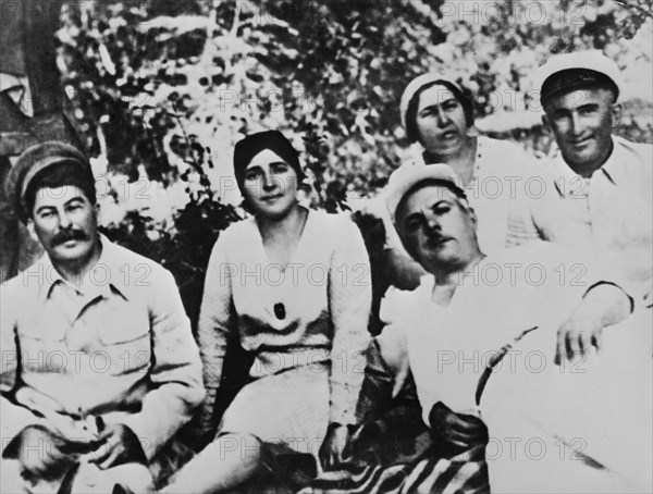 Picnic at Satchi: Stalin, Nadia (his wife), Vorochilov and his wife