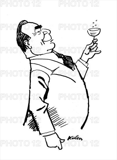 Caricature of Leonid Ilitch Brejnev (1906-1982), drawing by Kelen