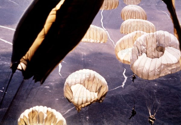 Troops parachuted in South East Asia