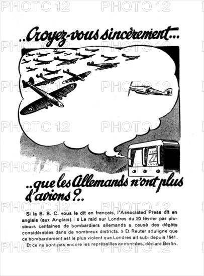Counter-propaganda leaflet denouncing the news broadcasted by the B.B.C. in French