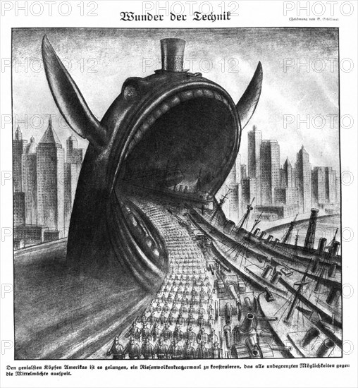 Schilling. Cartoon on the U.S. entering the war (1917)