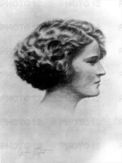 Drawing by Gordon Bruyant, portrait of Zelda Sayre (Scott Fitzgerald's wife)