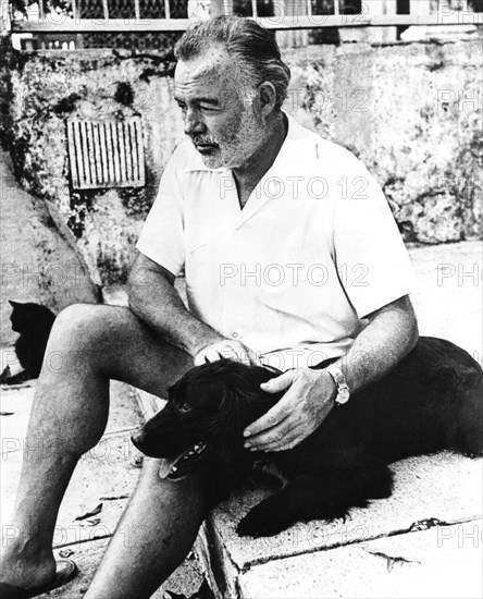 Ernest Hemingway and his dog