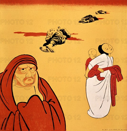 Satirical cartoon by Gulbranson in 'Simplicissimus': 'Where is your father? Did culture kill him?' (1927)
