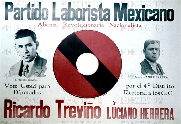 Poster of Mexican Labour Party calling to vote for his list of candidates (c.1930)