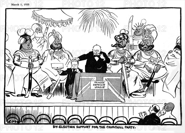 Caricature de Churchill et de la politique coloniale (mars 1935)