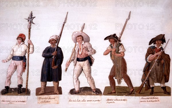 Paul Etienne Lesueur, Different kinds of French Revolutionaries: 'sans culotte', carter, market porter, cobbler and carpenter