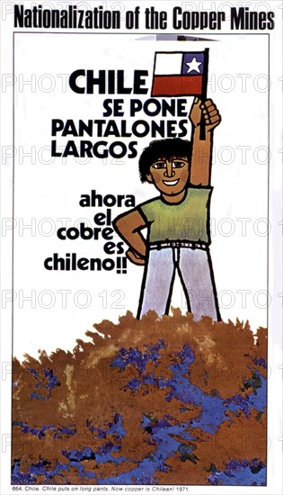 Poster celebrating the nationalization of the copper mines