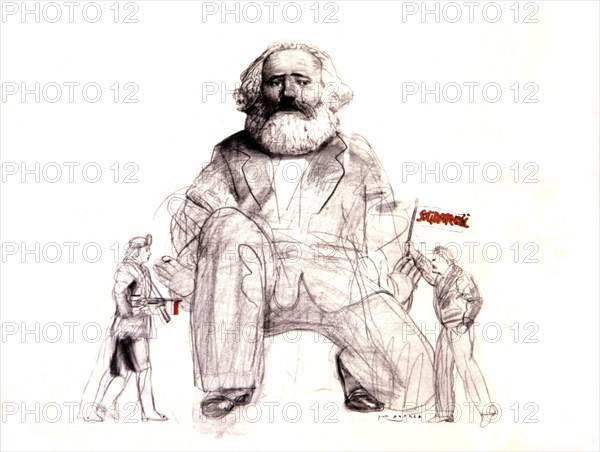 Poster by Pat Andrea for Solidarnosc: Karl Marx