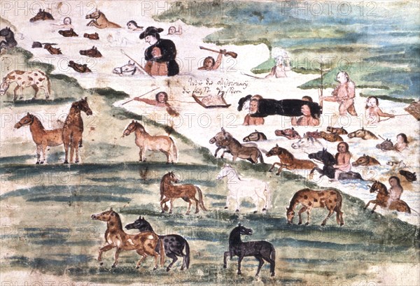 Illustration by Florian Baucke (1749-1767). Zwettler Codex. Life of Guarani Indians seen by a Jesuit father