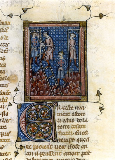 Miniature in 'Godefroy de Bouillon's novel (1st crusade, 11th century)