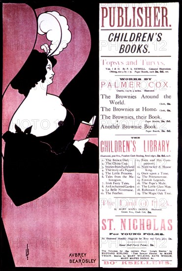 Advertising poster by Aubrey Beardsley for children books