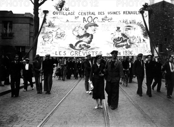 The Renault factories being evacuated in Paris, 1936