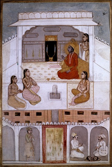 Miniature indienne. Ecole de Lucknow. Dijaka Raga