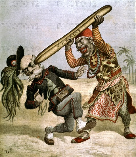 Caricature of the presence of Italy in Ethiopia