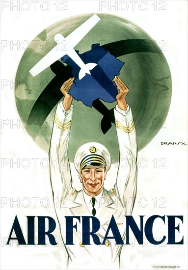 Dranzy. Advertising poster for 'Air France', 1933