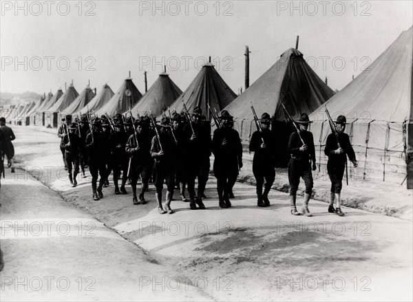 American troops at training in Camp Wadworth, 1917