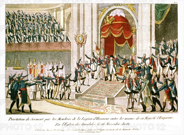 Anonyme, Les membres de la Légion d'honneur prêtent serment devant l'empereur Napoléon