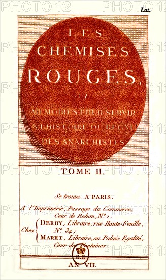 Frontispice de "Les chemises rouges", publié en l'An VII de la Révolution