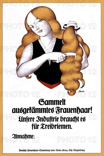 Propaganda poster to collect women's hair