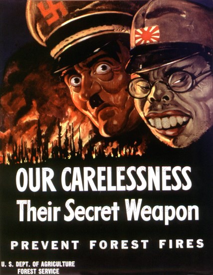 American propaganda poster against Germany and Japan