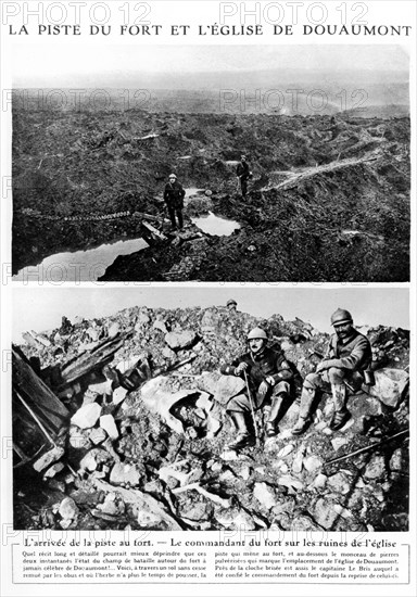 La piste du fort et l'église de Douaumont