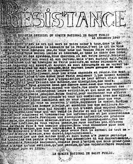 Résistance n°15, journal clandestin de la Résistance à Paris