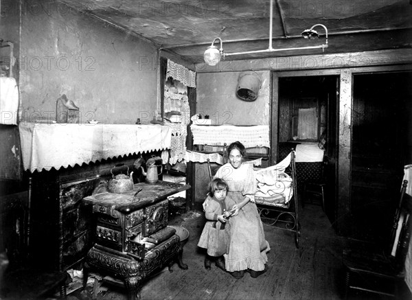 Living quarters in New York, in an immigrant neighborhood