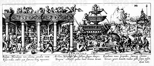 Engraving by Theodore de Bry. Fountain of Youth