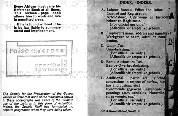 16ème page du livre que doit porter sur lui tout africain, en Afrique du sud, sous peine d'emprisonnement